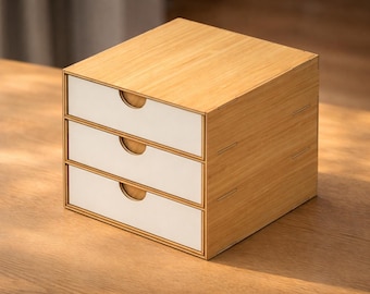 Small Desk Drawer Organizer – 3 Drawers: Laser Cut Files (DXF SVG PDF) | Hobby Storage