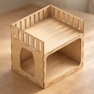 タワー型猫用ベッド：レーザーカット用ファイル（DXF、SVG、PDF）｜背の高い猫用タワー家具DIY