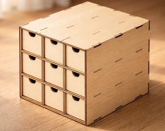 Kallax 9-Drawer Insert: Laser Cut Files (DXF SVG PDF) | Ikea Kallax Hobby Storage