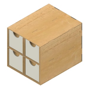 Modular Hobby Organizer: 4-Drawer Laser Cut Files (DXF SVG PDF)