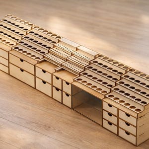 Modular Desk Organizer Bundle: Laser Cut Files (DXF SVG PDF) | Hobby Workbench Storage