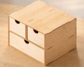 3-in-1 Drawer Organizer: Laser Cut Files (DXF SVG PDF) | Combo Desk Storage