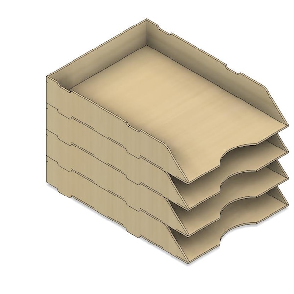 Configurable stackable A4 paper tray | Laser cut files | Desktop organizer | 2D DXF SVG template files | Glowforge