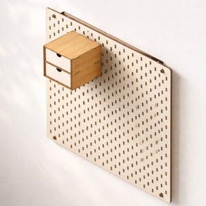 Ikea Skadis Drawer Box: Laser Cut Files (DXF SVG PDF) | Pegboard Storage Organizer