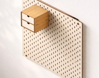 Ikea Skadis Drawer Box: Laser Cut Files (DXF SVG PDF) | Pegboard Storage Organizer