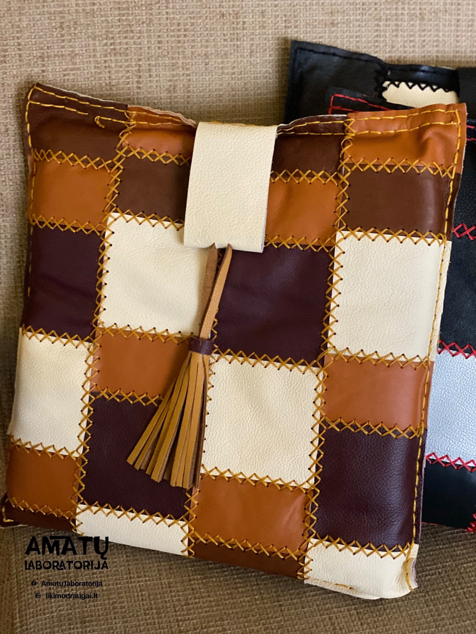 Leather Chair Cushion Brown/white/burgundy Etsy