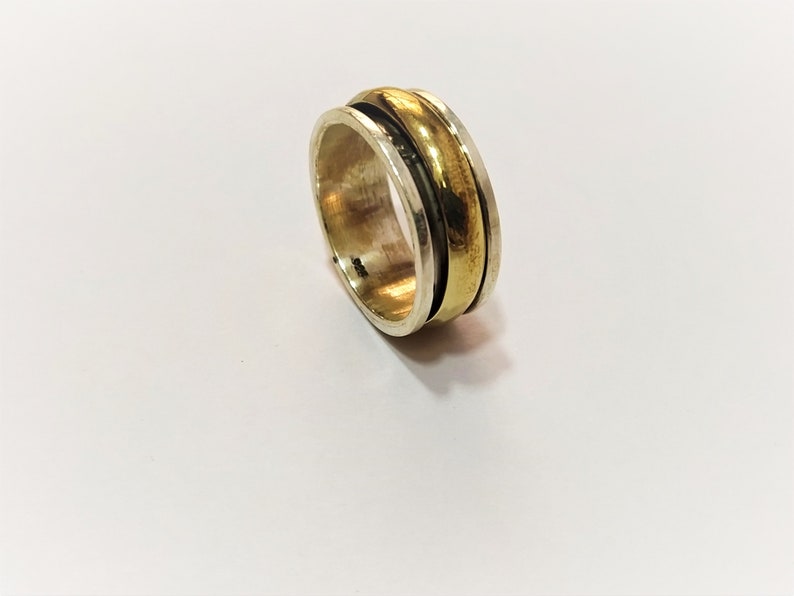 Thumb Ring 925-Sterling Silver Ring Silver Spinner Ring For Women Wedding Gift Spinner Ring Two Tone Ring Spinner Meditation Ring
