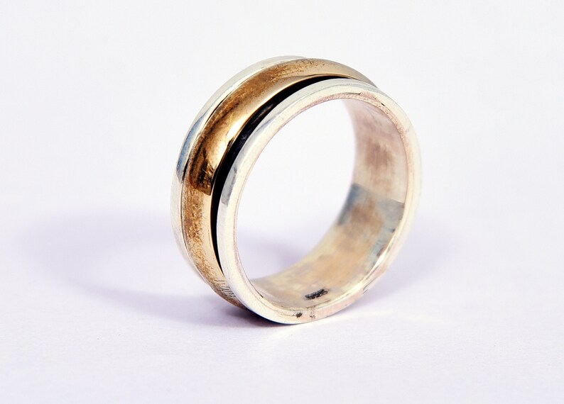 Thumb Ring 925-Sterling Silver Ring Silver Spinner Ring For Women Wedding Gift Spinner Ring Two Tone Ring Spinner Meditation Ring