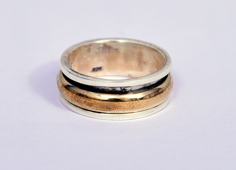 Thumb Ring 925-Sterling Silver Ring Silver Spinner Ring For Women Wedding Gift Spinner Ring Two Tone Ring Spinner Meditation Ring