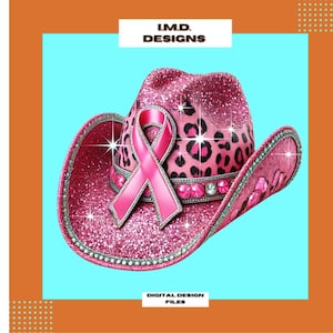 Tackle Brustkrebs png , Oktober pink dtf und Sublimation png, Brustkrebs Western Glam Hut Design, Survivor Shirt png, rosa Hut Design