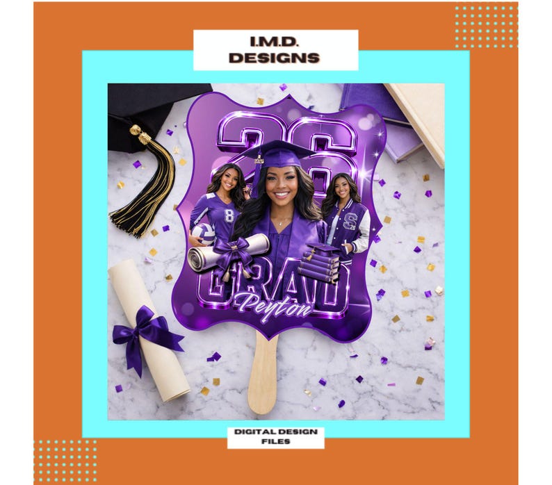 Graduation Fan Template PNG BUNDLE, Editable Grad Fan, Class of 2026 ...