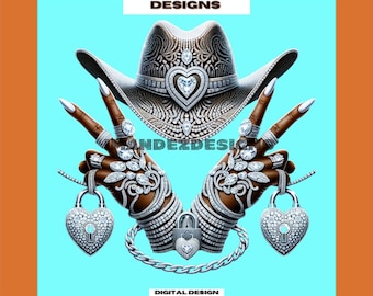 Glitter Rodeo Queen Hat PNG: Crystal Cowgirl Design (Digital Download)
