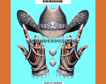 Glitter Crystal Cowgirl Hat Clipart: Rodeo Design (PNG)