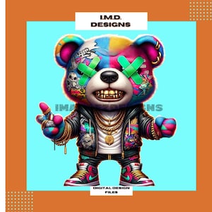 Teddybär Design, Streetstyle Plüsch png, digitaler Download Bär, druckbarer Teddybär, Teddybär Abbildung, digitaler Teddybär png