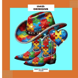 Autism Awareness Western Glam PNG: Printable Clipart (Digital Download)