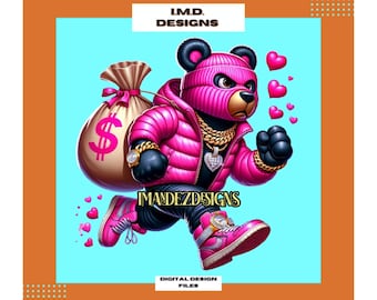 Valentine Teddy Bear PNG, Heart Love, Digital Image (Digital Download)