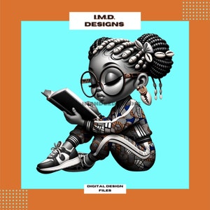 Descarga digital de Chibi, Chibi PNG de estilo africano para la elaboración, Chibi lindo imprimible, Ilustración de chibi transparente, Imagen imprimible de Chibi