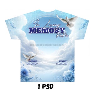 PHOTOSHOP Memorial All Over Tshirt Template, editable memorial 3d shirt template, 3d print, Sublimation Design, digital download