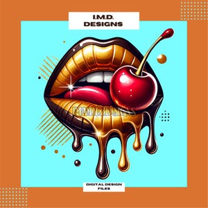 Dripping lips clipart, lip gloss clipart, stylish chocolate cherry lips png, urban style lips png, trendy lips graphics, lips digital design