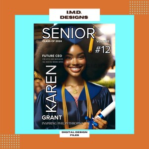 Senior Magazine cover, college graduation cover, Personalized senior magazine, graduation keepsake template, celebratory grad template