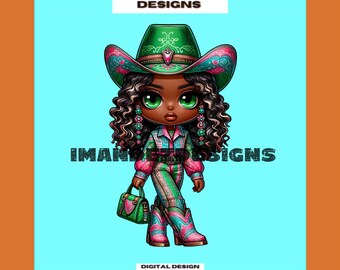 Black Cowgirl Clipart: Rodeo Girl PNG (Digital Download)