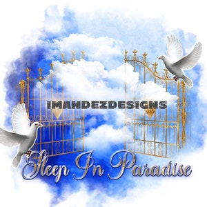 PNG Memorial Background, memorial template, sleep in paradise center print memorial, In loving Memory template, png, instant download.