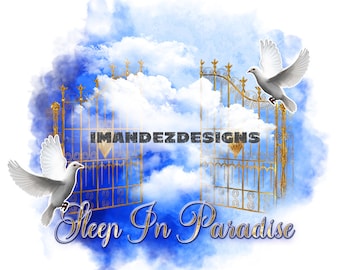 PNG Memorial Background, memorial template, sleep in paradise center print memorial, In loving Memory template, png, instant download.