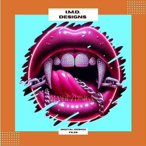 Pink Neon Lips PNG: Trendy Lip Gloss Clipart (Digital Download)