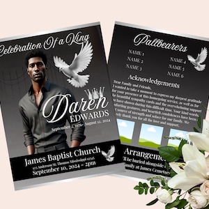 Memorial Program for men, Editable funeral program, 11x17 BI-FOLD memorial program, Edit in Canva ,Custom memorial program, Canva template