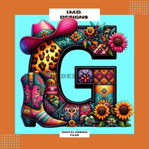 Carta de monograma occidental, letra de vaquero personalizada G, decoración de letras rústicas, carta de estilo campestre, carta de clipart occidental, tipografía occidental