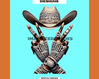 Glitter Crystal Cowgirl Hat PNG: Rodeo Design (Digital Download)