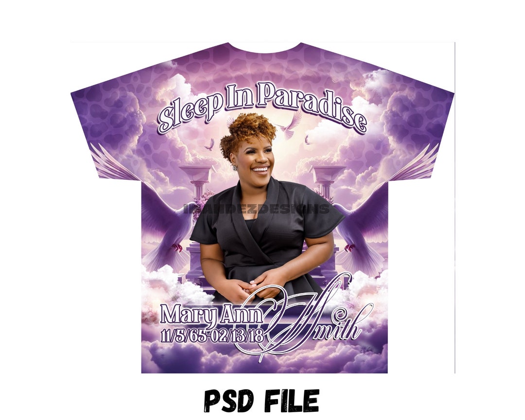 Rip Template, Memorial Template Psd, Purple LEOPARD Design