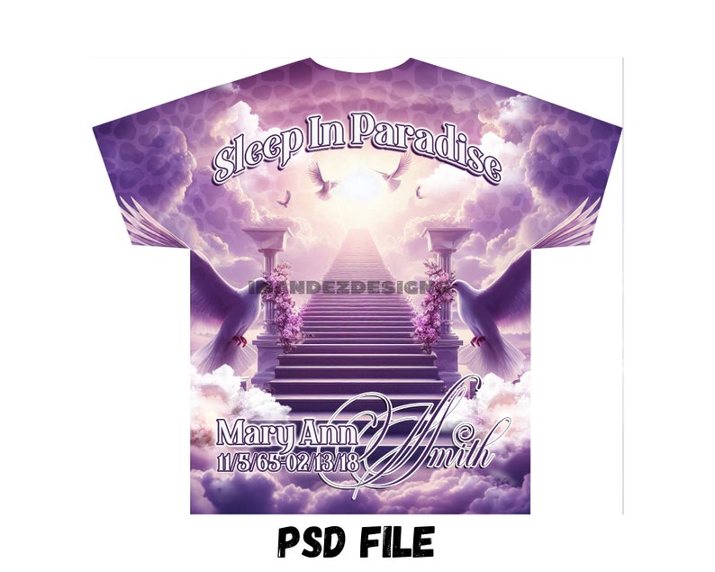 Rip Template, Memorial Template Psd, Purple LEOPARD Design