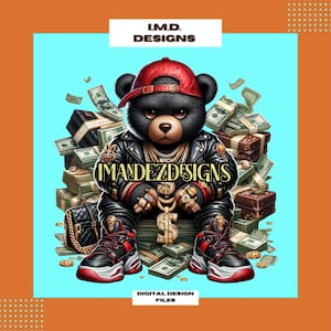 Städtischer Teddybär png, Streetstyle-Plüsch, Bär, digitaler Download Bär, Modeteddybär, Teddybärillustration, digitaler Teddybär png