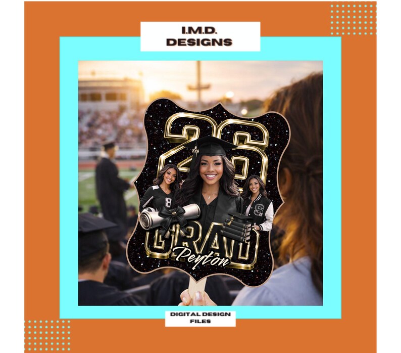 Graduation Fan Template PNG BUNDLE, Editable Grad Fan, Class of 2026 ...