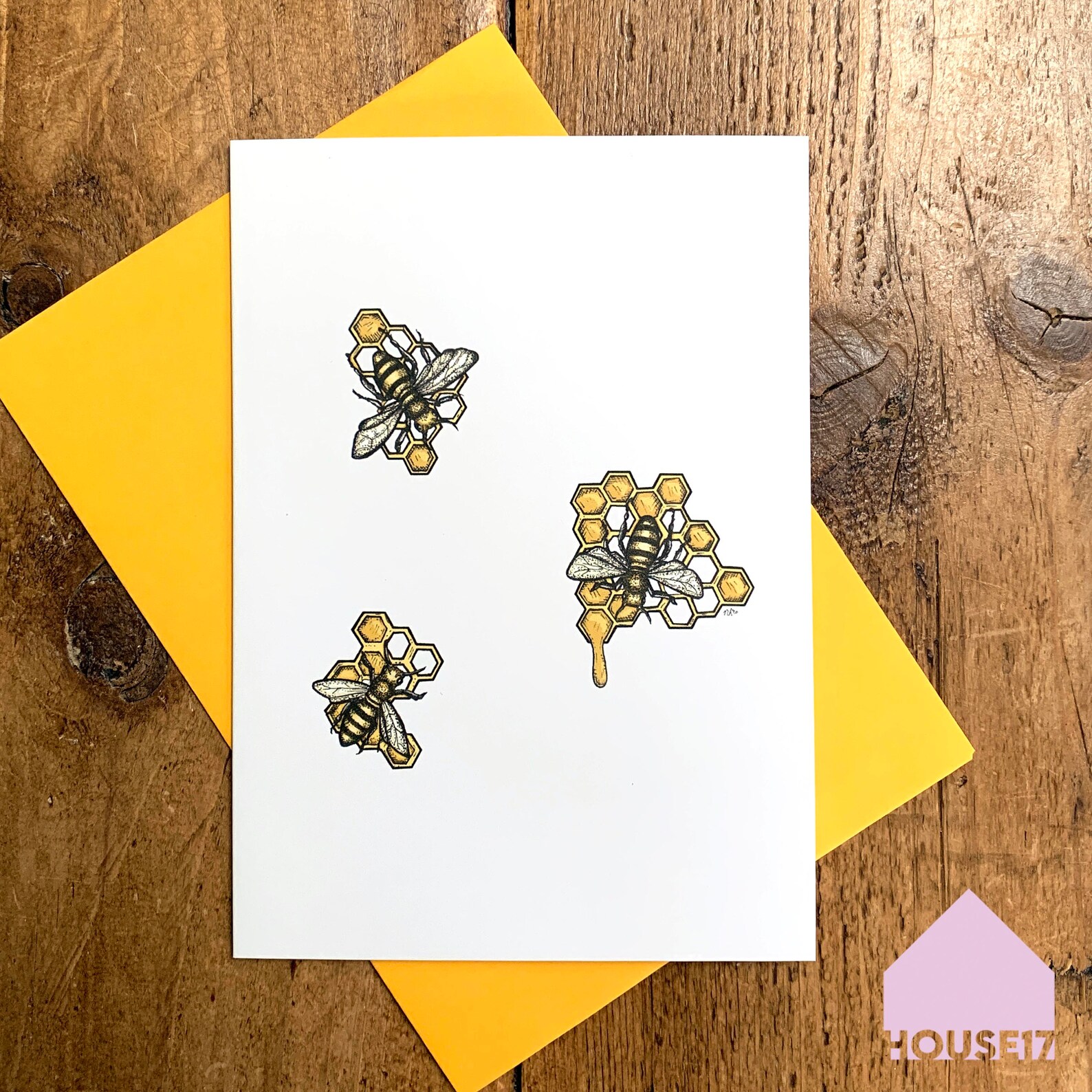 Honey Bee Card / Colourful Greetings Card / Mini Print / - Etsy