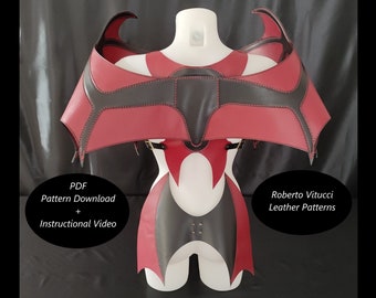 Leather Vampire Bat Wings Pattern – Fantasy Cosplay Wings PDF + Tutorial Video | DIY Leather Costume