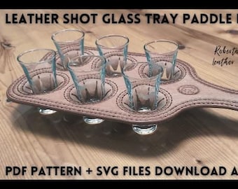 Leather Shot Glass Tray Paddle Pattern PDF - SVG | BDSM Party Paddle diy | Leathercraft Project + Tutorial Video