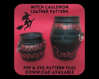 Witch Cauldron Leather Pattern PDF - SVG | Halloween Leathercraft DIY | Cricut - Laser Cut Files + Tutorial Video