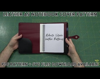 Leather A5 Notebook Cover Pattern PDF - SVG | DIY Leather Journal Cover | Cricut - Laser Files + Tutorial Video