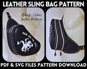 Leather Sling Bag Pattern PDF - SVG + Tutorial Video | Crossbody Sling Bag DIY Leathercraft Pattern for Handcrafting, Cricut & Laser Cutting
