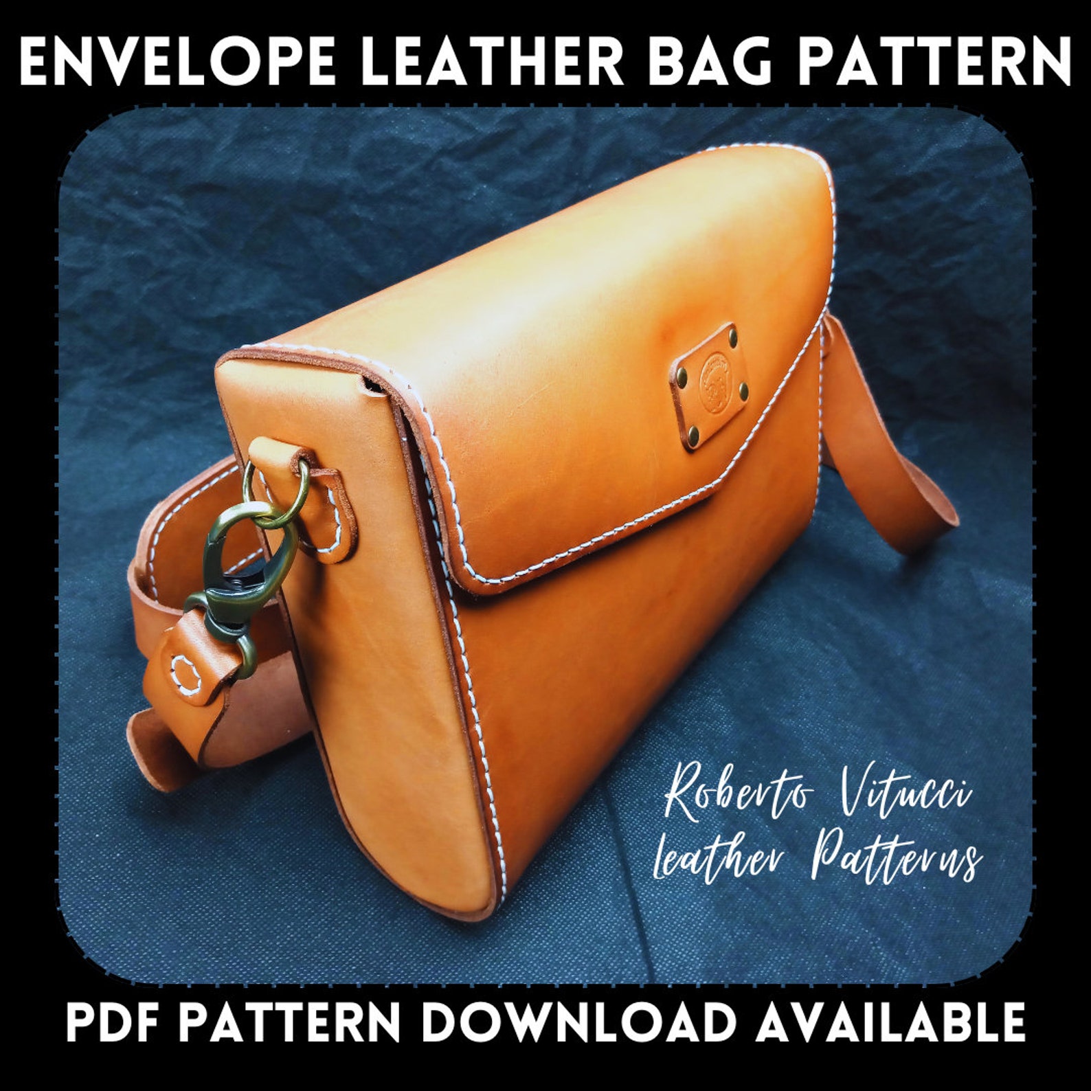 Envelope Leather Bag Pattern PDF + Tutorial Video | 2 Sizes Leather Bag ...