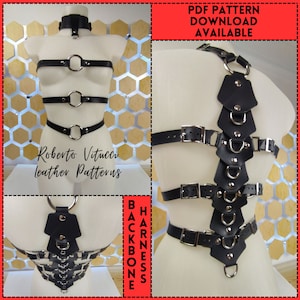 Backbone Leather Harness | Bdsm sexy accessories | PDF Pattern with Tutorial Video