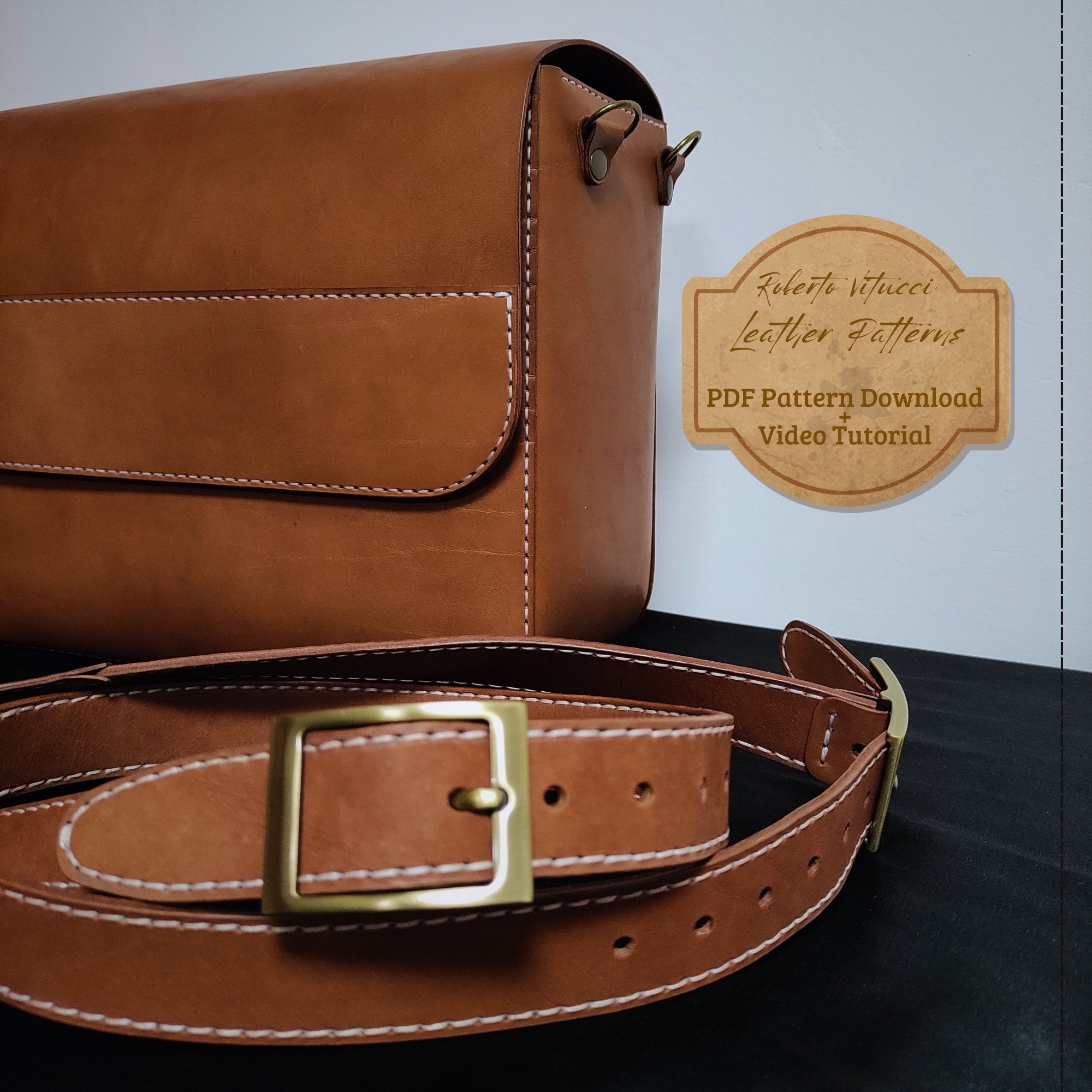 Leather Messenger Bag Pattern – DIY Leather Bag PDF & SVG + Tutorial ...