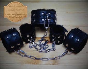 Leather Choker and Cuffs Weave Design with Fur Multi Size Pattern + Instructional Video