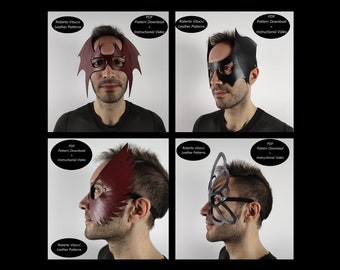 Leather Mask Pattern – 4 Style DIY Mask Template PDF + Tutorial Video | Cosplay Costume Leathercraft
