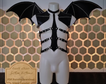Demon Wings Black Leather Chest Harness Wings of Death main image 2