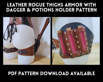Leather Rogue Thigh Armor Pattern – Dagger Paddle & Potion Holder + Tutorial Video