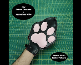 Leather BDSM Mittens Pattern – Petplay Cat Paw Restraint DIY PDF + Tutorial Video