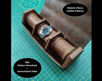 Leather Watch Case Pattern – Watch Roll for 1, 2 or 3 Watches DIY PDF + Tutorial Video